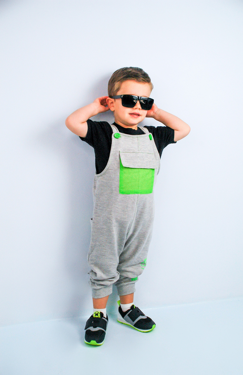 Jardineira em moletom com bolso - Up baby