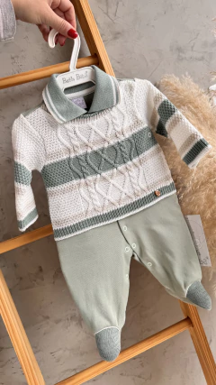 MACACÃO TRICOT COM SUEDINE ENRICO VERDE - BETH BETE - comprar online