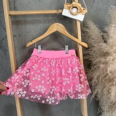 Saia tule rosa flor