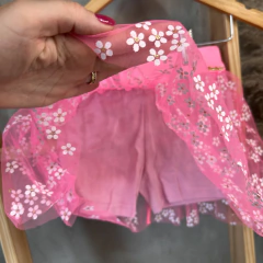 Saia tule rosa flor - comprar online
