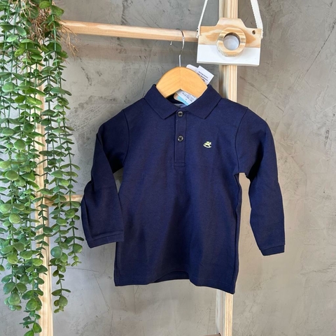 Camisa suedine , manga longa , polo marinho - Up baby