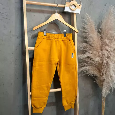 Calça moletom 3 cabos peluciada amarela- Luc boo