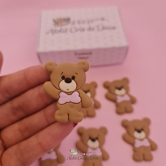 Kit com 2 Apliques Emborrachado - Urso com laço