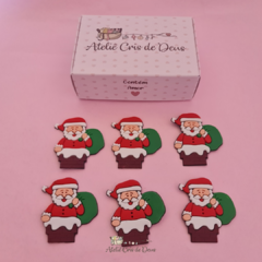 Kit com 2 Apliques Emborrachado - Papai Noel na Lareira - comprar online