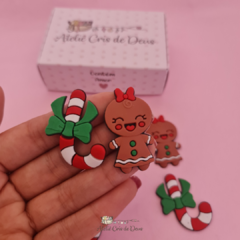 Kit com 2 Apliques Emborrachado - Biscoito de Natal