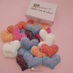 Aplique coração com paete - 5,5 x 4cm - comprar online