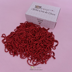Corrente de Bolinha completa com fecho canoa - Vermelha - Kit com 5 unidades