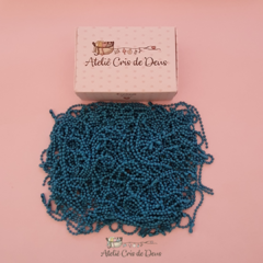 Corrente de Bolinha completa com fecho canoa - Azul Turquesa - Kit com 5 unidades - comprar online