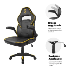 CADEIRA GAMER ARMOR PRETA COM AMARELO - GSHIELD na internet