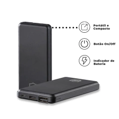 BATERIA EXTERNA POWERFIT 5.000MAH - PRETO - GSHIELD na internet