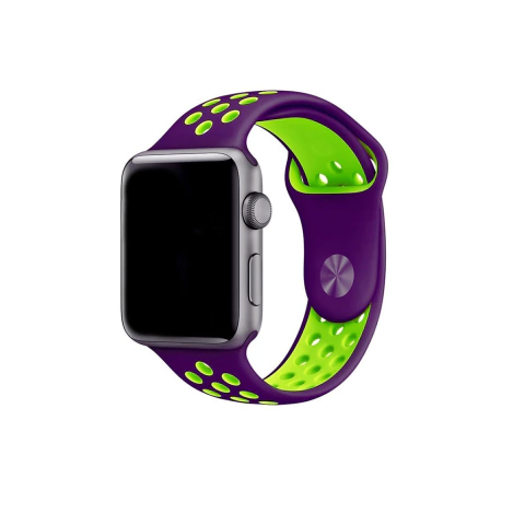 PULSEIRA APPLE WATCH 42/44MM - SILICONE SPORT ROXO E VERDE