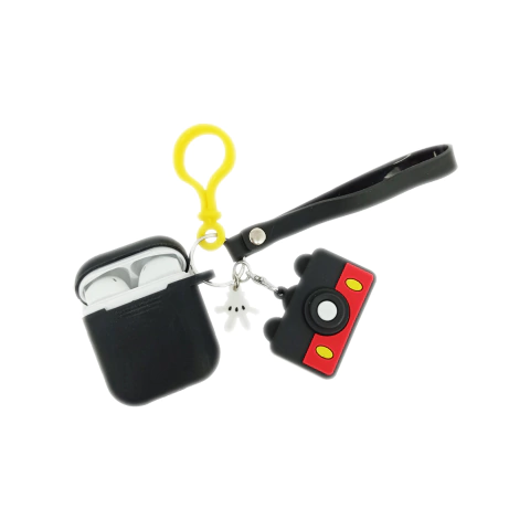 AIRPODS 1 E 2 - CAPA SILICONE - PRETO COM CÂMERA MICKEY