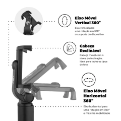 TRIPÉ BASTÃO SHUTTER - PRETO - GSHIELD - Playfix.com.br