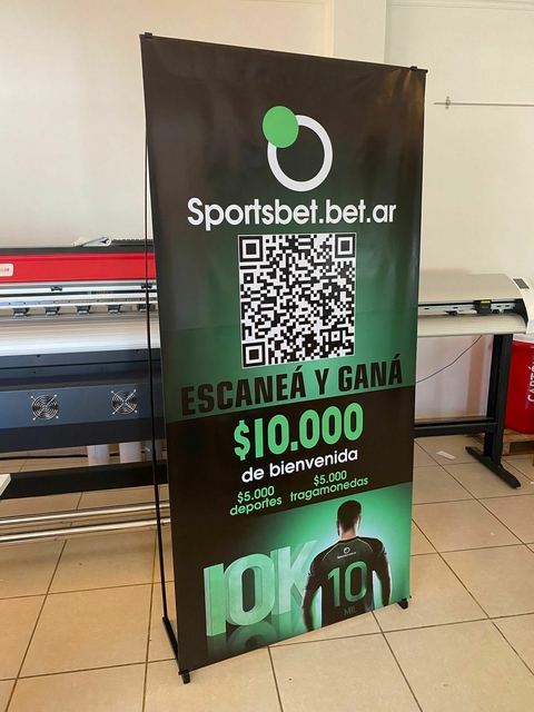 BANNER + PORTABANNER METÁLICO DOBLE TENSOR