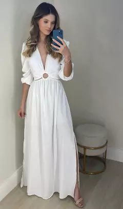 vestido feminino de argola com manga - Loja sense.