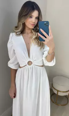 vestido feminino de argola com manga