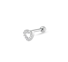 Piercing trágus coração cravejado 8 mm