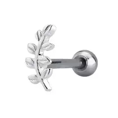 Piercing orelha ramo de folhas