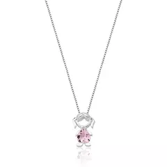 colar pingente menina coração rosa
