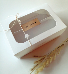 12 Cajas con separador para 12 macarons, alfajorcitos, conitos TV59 blanca