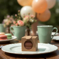 50 Cajitas 6 X 6 X 6 Con Ventana Circular Sv19 color madera - Papelera Guze