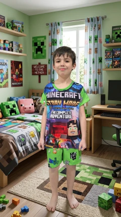 Minecraft Pijama Algodón Verano