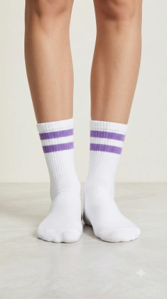 Blanca con rayas Lila Tenis Adulto