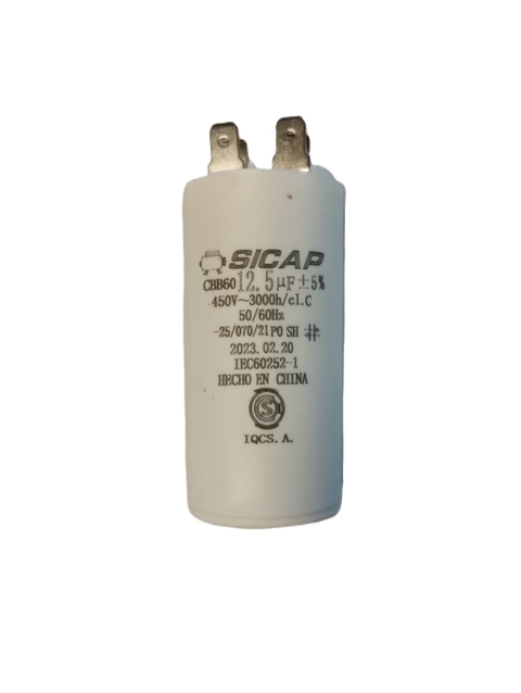 Capacitor Monofasico 12.5uf/450v Arranque Motor 1/4-1/2 Hp