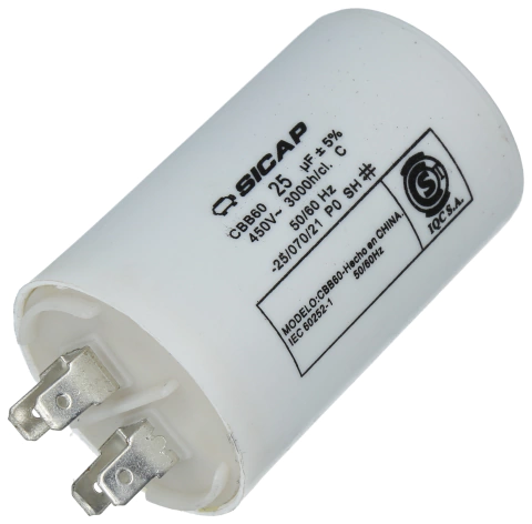 Capacitor Monofasico 25uf/450v Arranque Motor 1 Hp