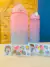 Set de 2 Botellas Motivacionales 2L + 900 ml con calcos y Stickers 3D ROSA