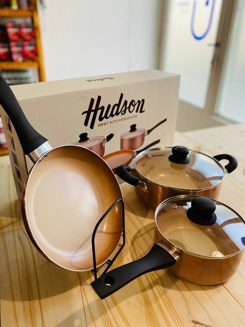 Batería de cocina 5 piezas Con Antiadherente Ceramico Línea Cobre HUDSON