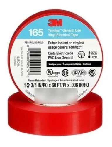 Cinta Aisladora Temflex 165 3M 9 Metros Roja