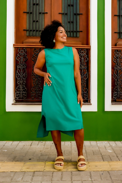 VESTIDO TUBINHO MIDI - VERDE JADE
