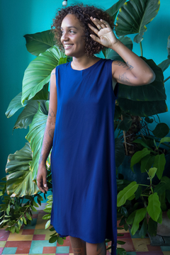 VESTIDO TUBINHO MIDI - AZUL MARINHO
