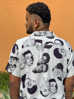 CAMISA DE BOTÃO - AFETO NEGRO - BRANCA na internet