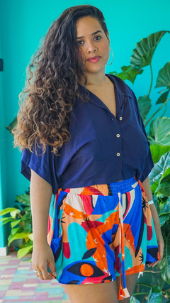 CROPPED DE BOTÃO - AZUL MARINHO - comprar online
