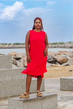 VESTIDO TUBINHO MIDI - VERMELHO INTENSO - comprar online