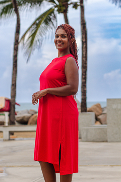 VESTIDO TUBINHO MIDI - VERMELHO INTENSO na internet
