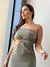 Vestido Longo Lápis Tomara Que Caia com Elástico no Busto e Fendas - loja online