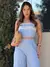 Conjunto Cropped e Calça Pantalona com Detalhes em Bordado - loja online