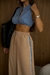 Conjunto Colete Jeans Curto e Calça Pantalona com Listras Laterais - comprar online