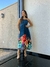 Vestido Midi Estampado com Lastex e Decote Quadrado
