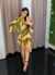 Vestido Curto Estampado de Mangas Longas Sino