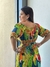 Vestido Curto Estampado Elástico no Ombro e nas Costas e Bolsos Funcionais - loja online