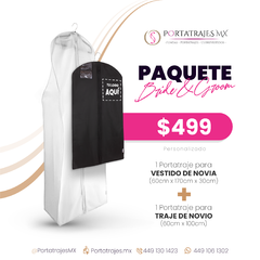 PAQUETE PORTATRAJES BRIDE + GROOM CON LOGOTIPO