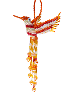 Beija-Flor Laranja de Miçangas Huichol