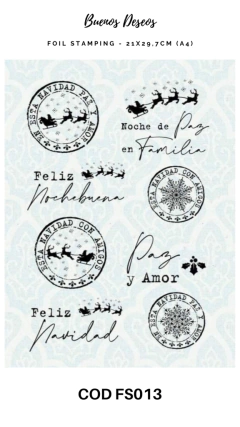 Foil Estampado + Papel Decoupage Metalizado Buenos Deseos - COD FS013