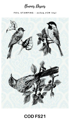 Foil Estampado + Papel Decoupage Metalizado Buenos Deseos - COD FS021