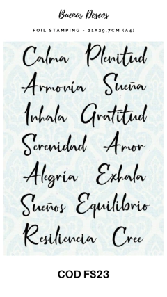 Foil Estampado + Papel Decoupage Metalizado Buenos Deseos - COD FS023