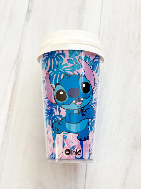Vaso café STITCH HOJAS ROSAS